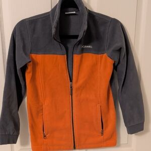 Columbia Fleece Zip Up, Kids Medium, Two-Tone Orange and Gray Jacket